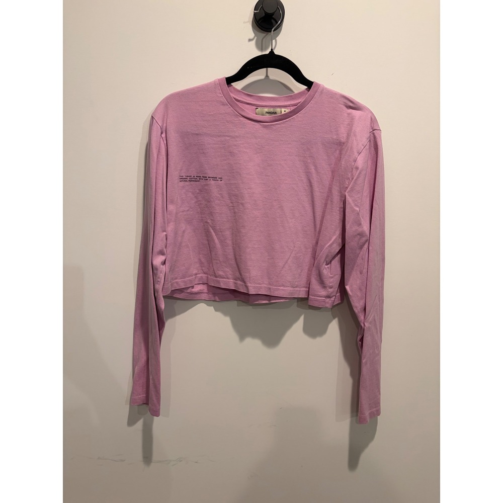 Pangaia Seaweed Organic Cotton Cropped Long Sleeve T-Shirt Pink Orchid Small